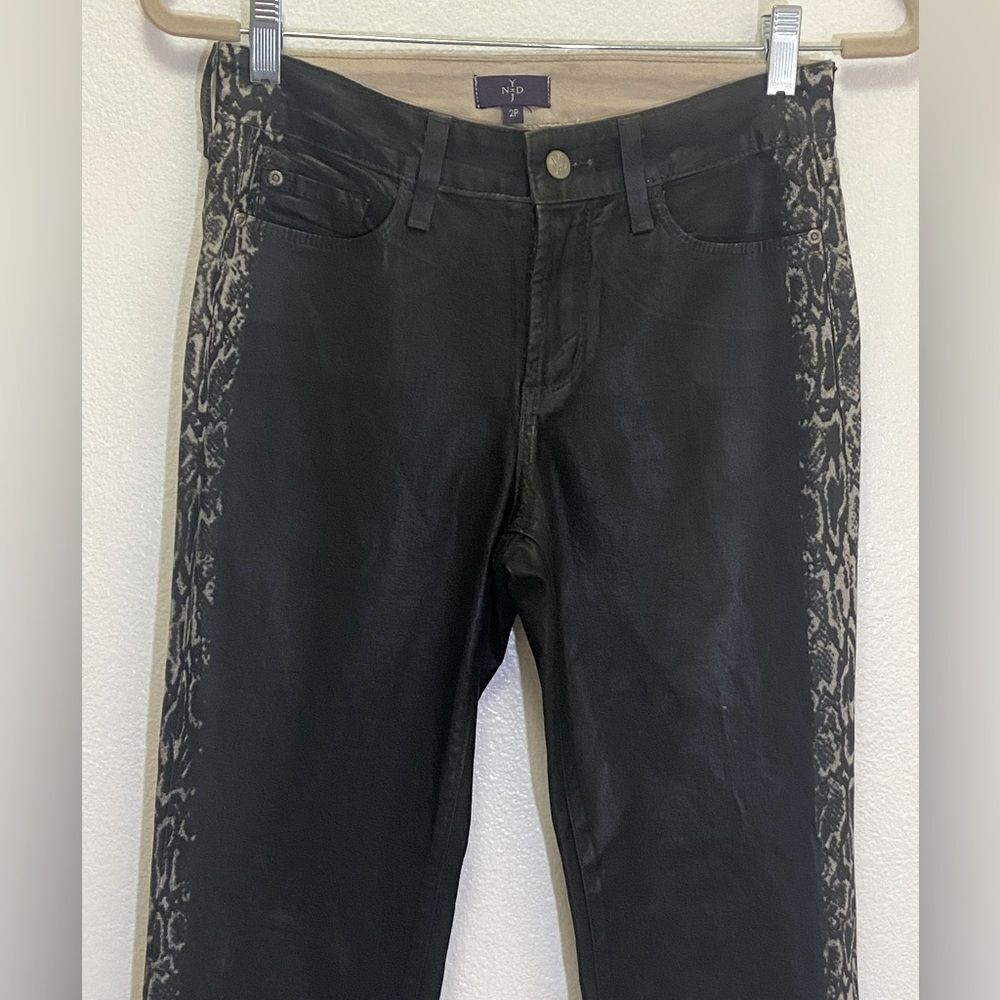 NYDJ - black jeans with snake print side stripes. Slim cut and true to size. - Picture 15 of 15